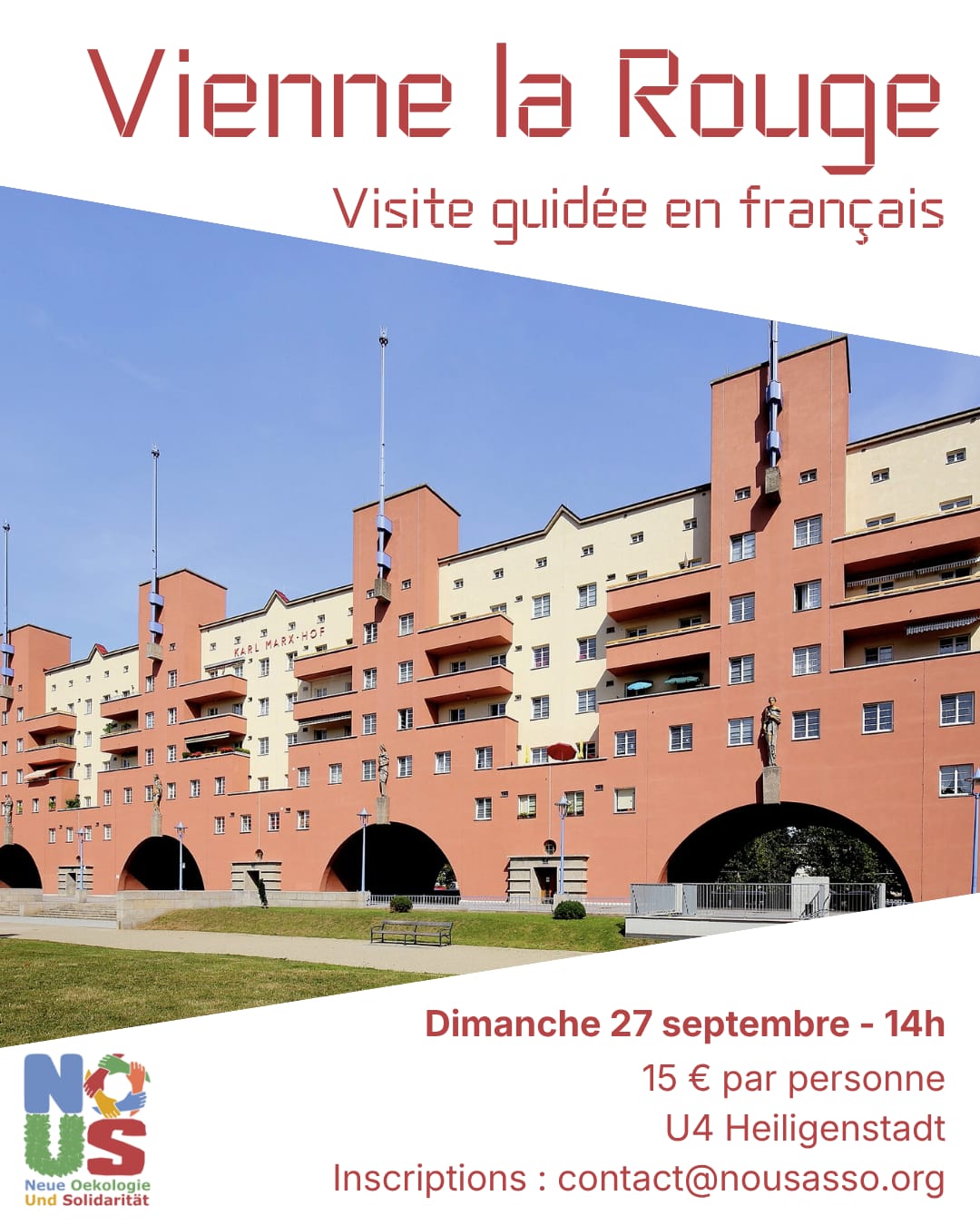 photo du karl marx hof avec les informations de l'evenement